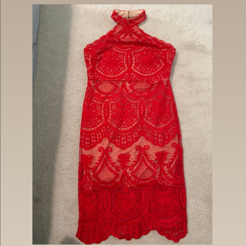 Lace halter formal dress